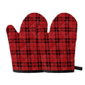 Red And Black Tartan Pattern Print Oven Mitts