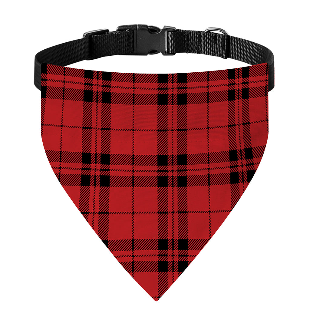 Red And Black Tartan Pattern Print Over The Collar Dog Bandana