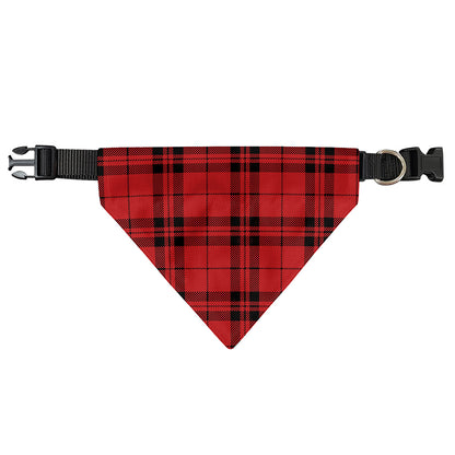 Red And Black Tartan Pattern Print Over The Collar Dog Bandana