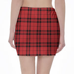 Red And Black Tartan Pattern Print Pencil Mini Skirt