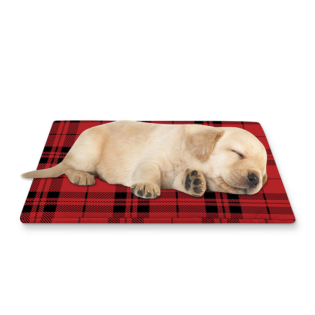 Red And Black Tartan Pattern Print Pet Cooling Mat Cover