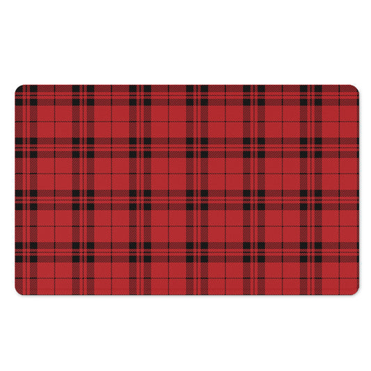 Red And Black Tartan Pattern Print Polyester Doormat