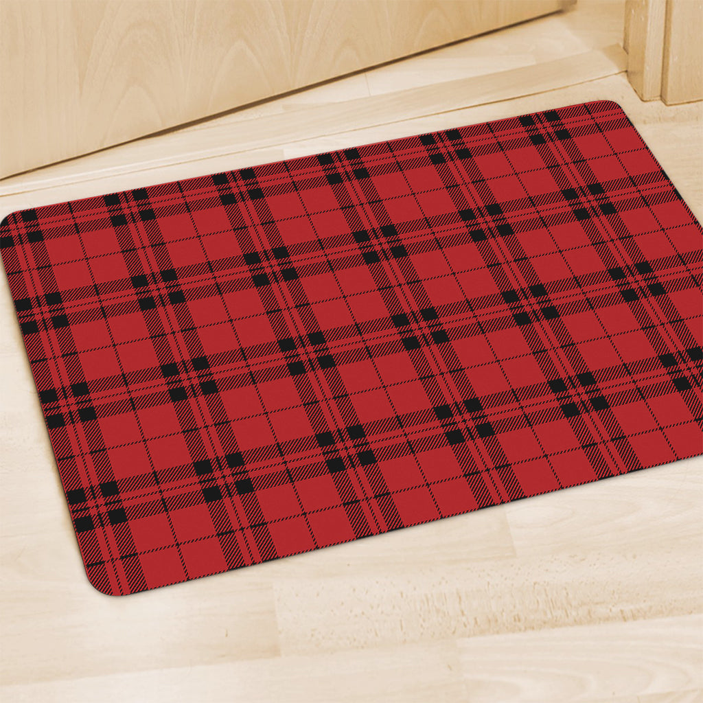 Red And Black Tartan Pattern Print Polyester Doormat