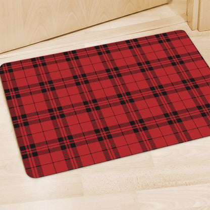Red And Black Tartan Pattern Print Polyester Doormat