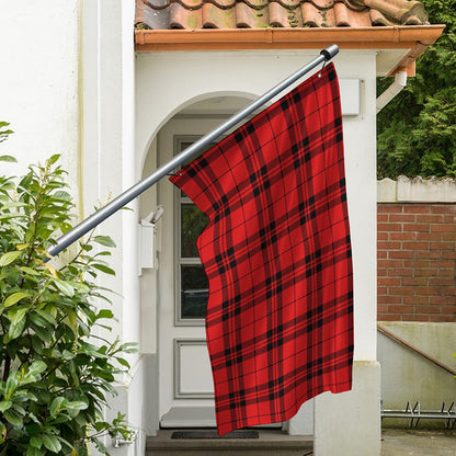 Red And Black Tartan Pattern Print Polyester Flag