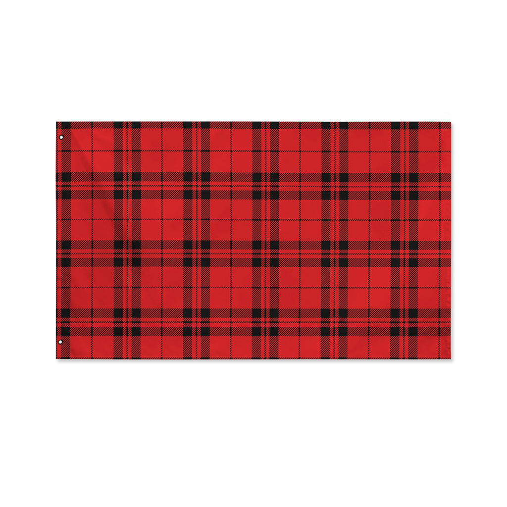 Red And Black Tartan Pattern Print Polyester Flag