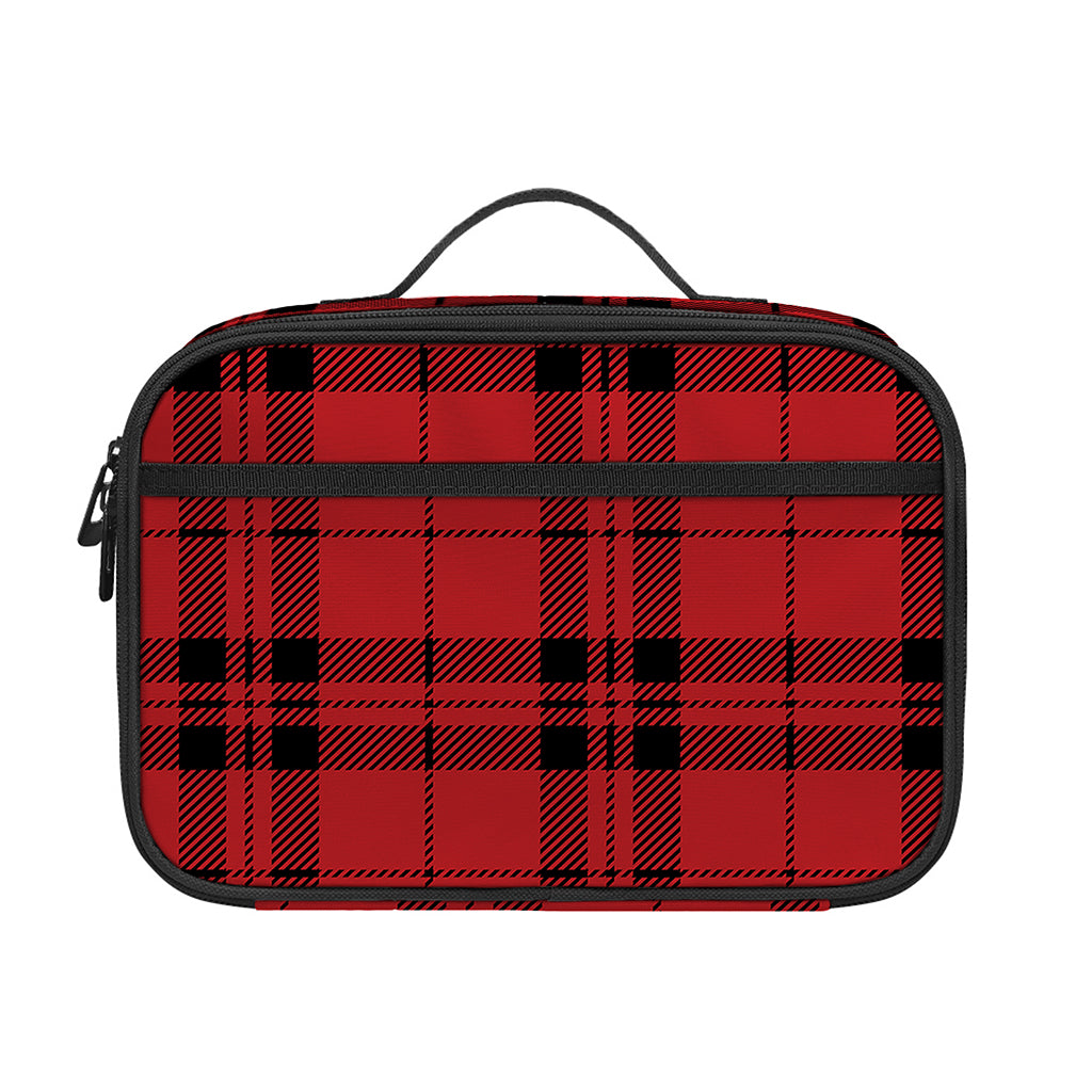 Red And Black Tartan Pattern Print Portable Lunch Bag