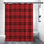 Red And Black Tartan Pattern Print Premium Shower Curtain