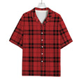 Red And Black Tartan Pattern Print Rayon Hawaiian Shirt