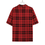Red And Black Tartan Pattern Print Rayon Hawaiian Shirt