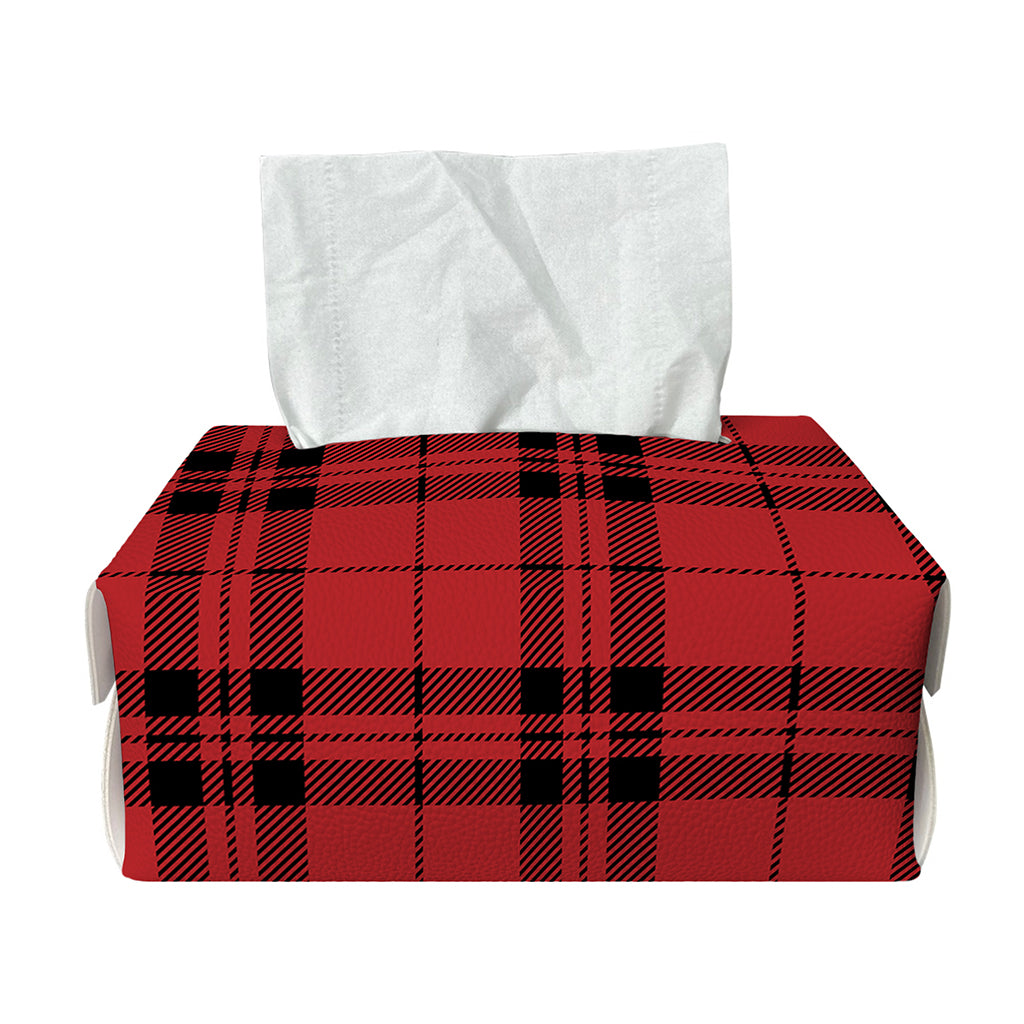 Red And Black Tartan Pattern Print Rectangle Tissue Box Cover