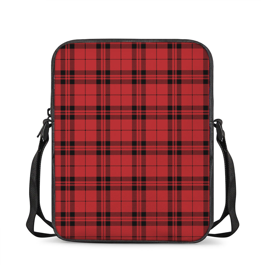 Red And Black Tartan Pattern Print Rectangular Crossbody Bag