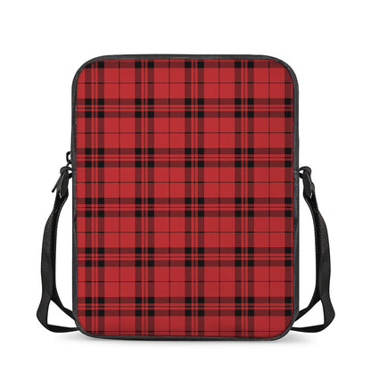 Red And Black Tartan Pattern Print Rectangular Crossbody Bag