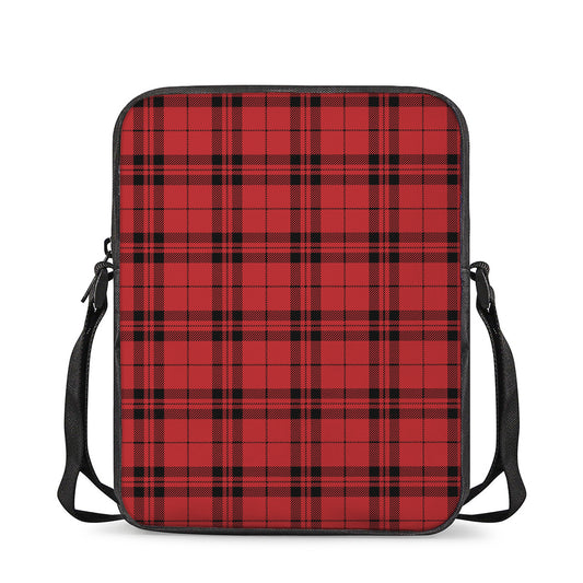 Red And Black Tartan Pattern Print Rectangular Crossbody Bag