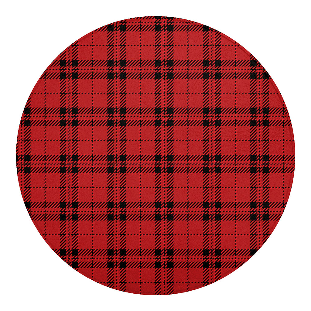 Red And Black Tartan Pattern Print Round Blanket