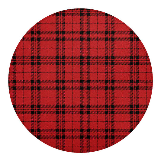 Red And Black Tartan Pattern Print Round Blanket