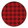 Red And Black Tartan Pattern Print Round Floor Mat
