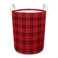 Red And Black Tartan Pattern Print Round Laundry Basket