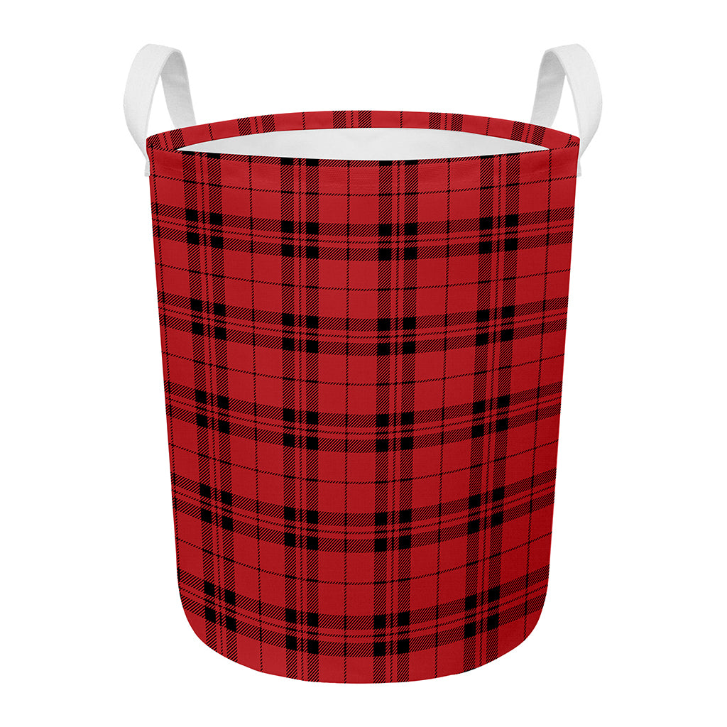 Red And Black Tartan Pattern Print Round Laundry Basket