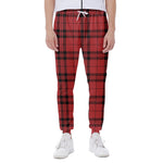 Red And Black Tartan Pattern Print Scuba Joggers