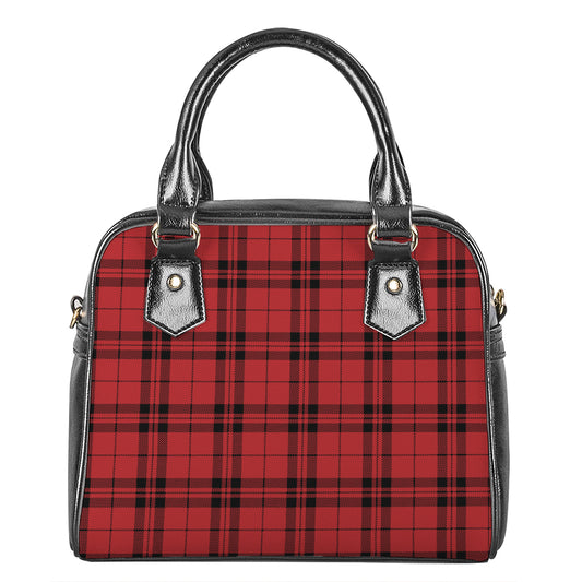 Red And Black Tartan Pattern Print Shoulder Handbag