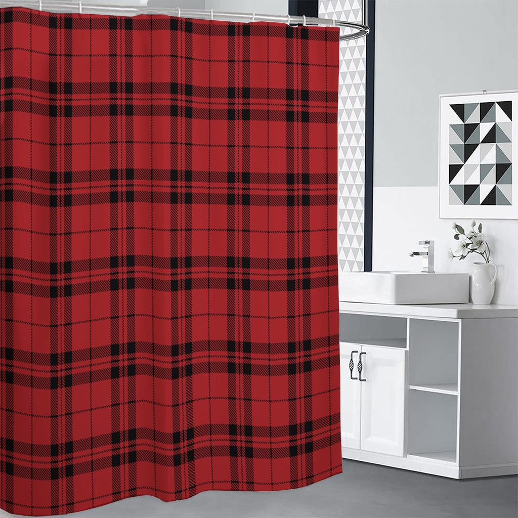 Red And Black Tartan Pattern Print Shower Curtain