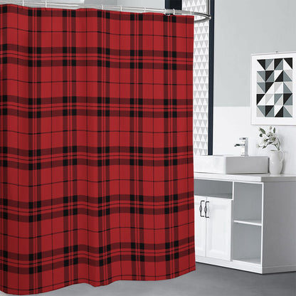 Red And Black Tartan Pattern Print Shower Curtain