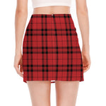 Red And Black Tartan Pattern Print Side Slit Mini Skirt