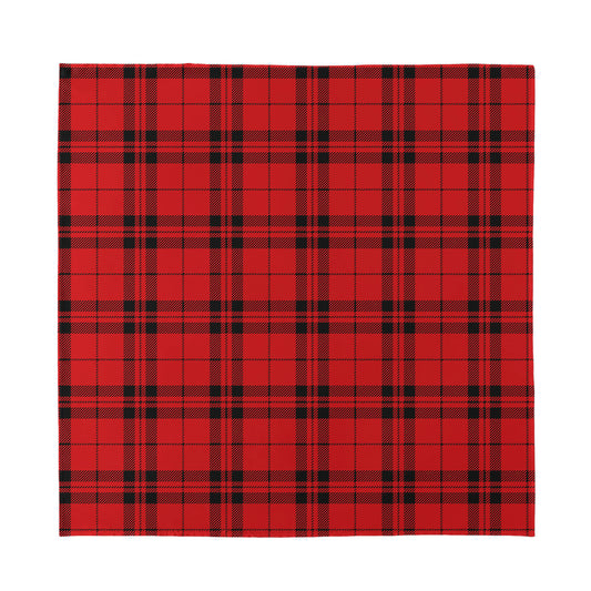 Red And Black Tartan Pattern Print Silk Bandana