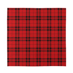 Red And Black Tartan Pattern Print Silk Bandana