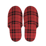 Red And Black Tartan Pattern Print Slippers