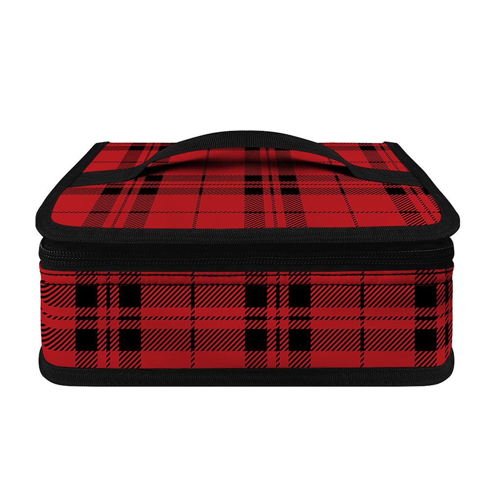 Red And Black Tartan Pattern Print Small Lunch Bag