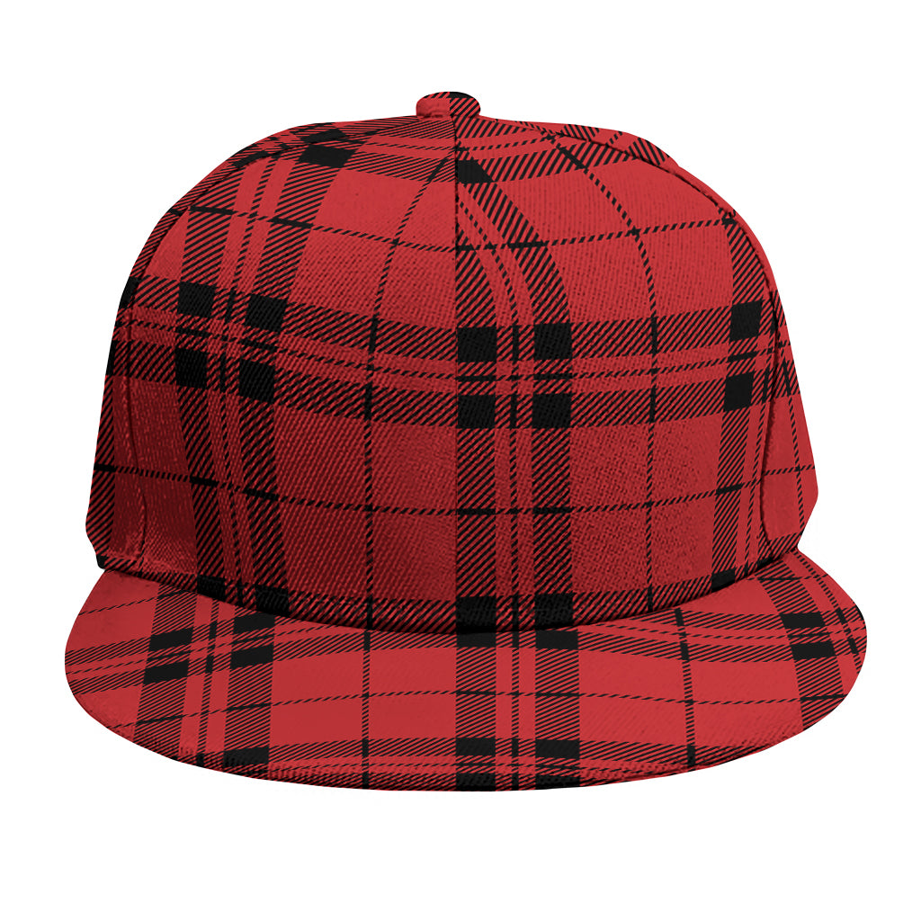 Red And Black Tartan Pattern Print Snapback Cap