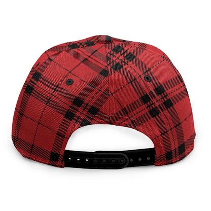Red And Black Tartan Pattern Print Snapback Cap