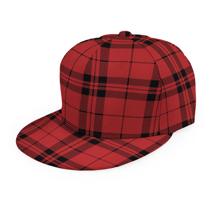 Red And Black Tartan Pattern Print Snapback Cap