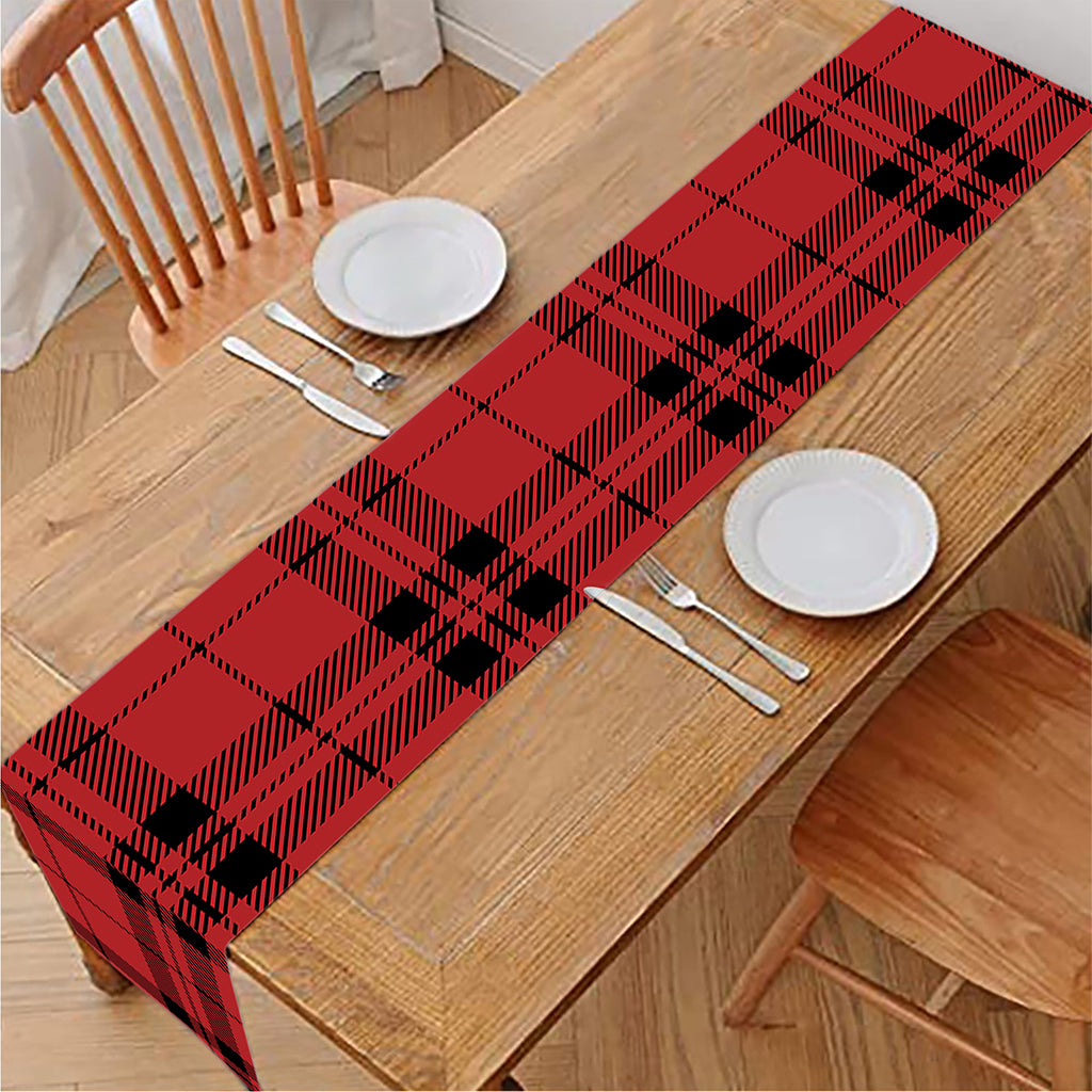 Red And Black Tartan Pattern Print Table Runner