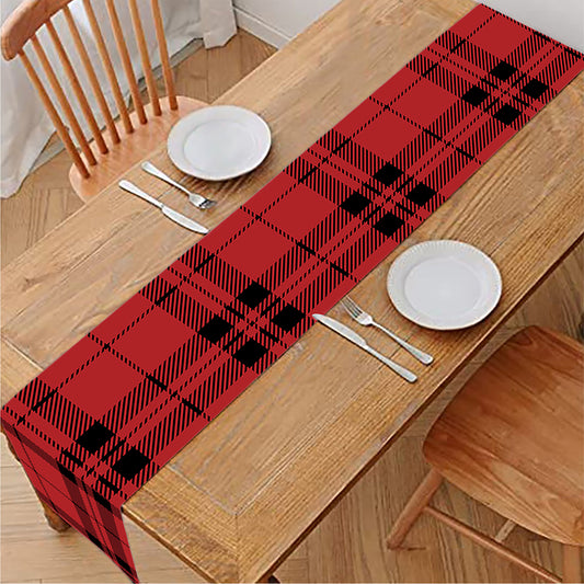 Red And Black Tartan Pattern Print Table Runner