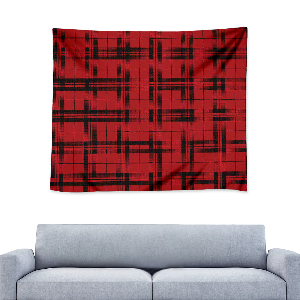 Red And Black Tartan Pattern Print Tapestry