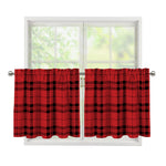 Red And Black Tartan Pattern Print Tier Curtains