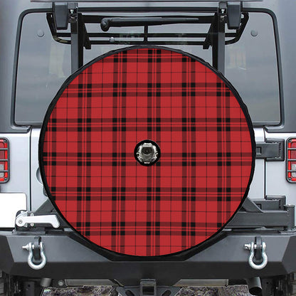 Red And Black Tartan Pattern Print Tire Cover With Camera Hole