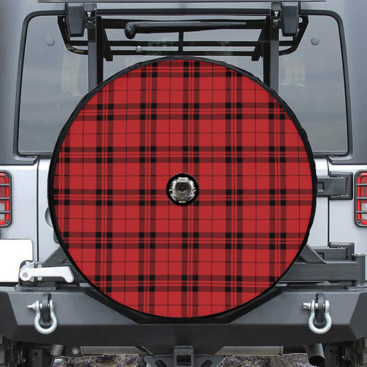 Red And Black Tartan Pattern Print Tire Cover With Camera Hole