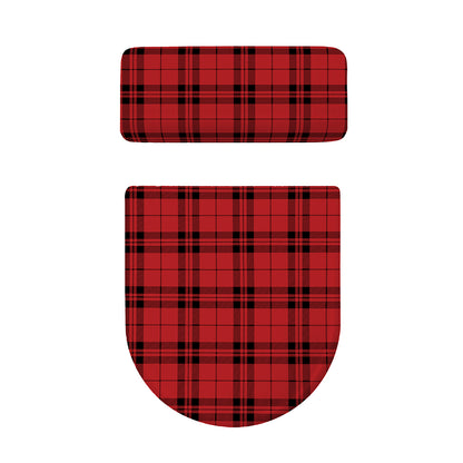 Red And Black Tartan Pattern Print Toilet Lid And Tank Cover Set