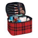 Red And Black Tartan Pattern Print Travel Makeup Bag