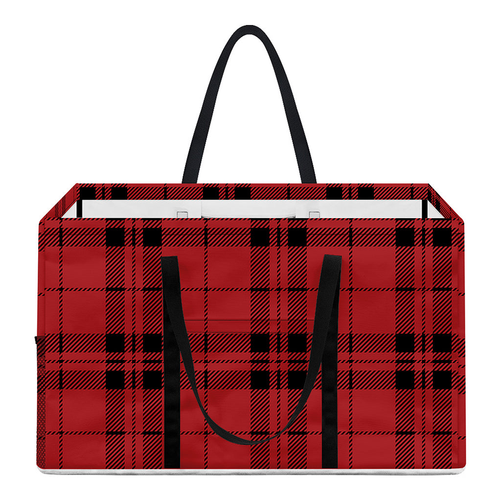 Red And Black Tartan Pattern Print Utility Tote Bag