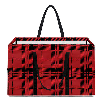 Red And Black Tartan Pattern Print Utility Tote Bag