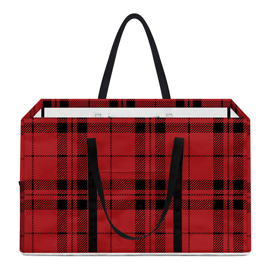Red And Black Tartan Pattern Print Utility Tote Bag