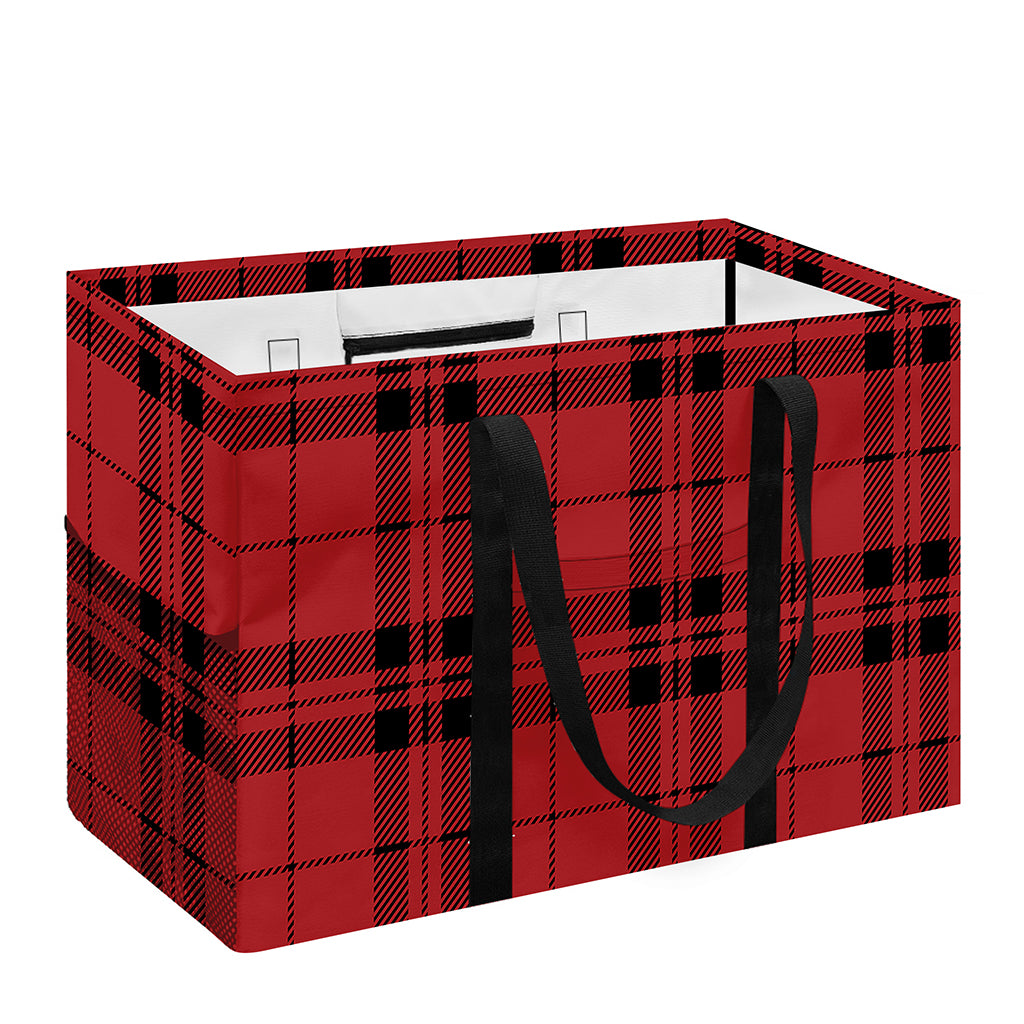 Red And Black Tartan Pattern Print Utility Tote Bag