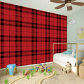 Red And Black Tartan Pattern Print Wall Sticker