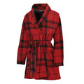 Red And Black Tartan Pattern Print Women's Bathrobe