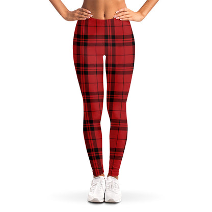 Red And Black Tartan Pattern Print Women's Leggings